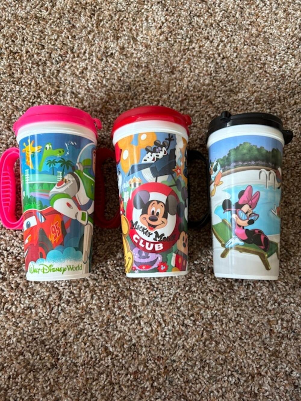 Lot Of 3 Walt Disney World Disney Parks Rapid Fill Refillable Souvenir Mugs Cups